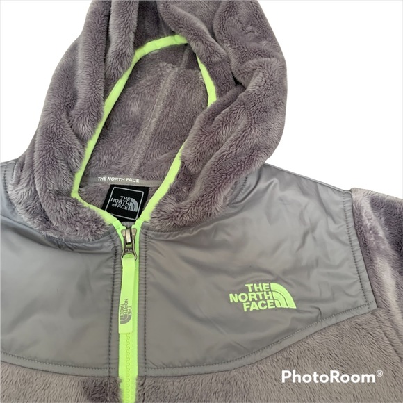The North Face Oso gray plush feece zippered zip up hoodie jacket girls’ XL (16) - Picture 3 of 5